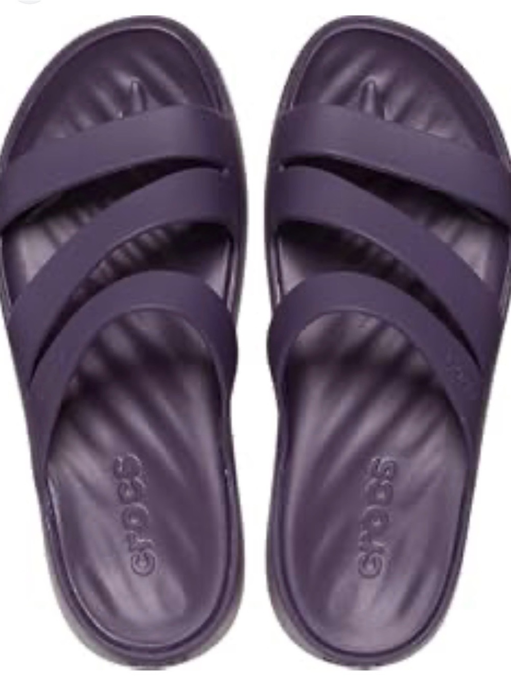 CROCS Women's Deep Purple Triple-Strap Slide Sandals Size 7